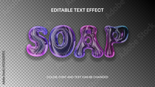 soap bubble text effect transparent 3d editable text effect
