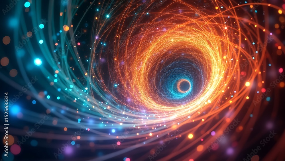 Obraz premium Abstract swirling vortex of glowing lines and lights