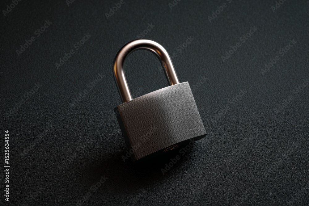 Fototapeta premium A close-up of a metal padlock on a textured surface.