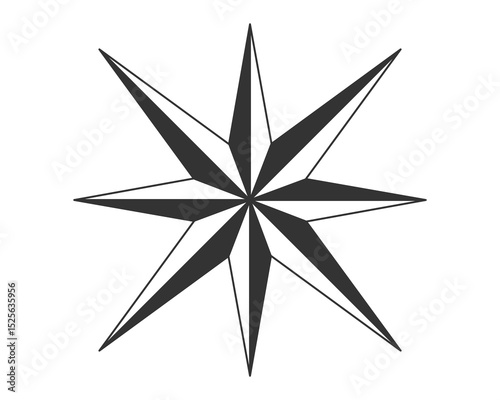 A minimalist, geometric compass rose. Perfect for navigation, travel, adventure, or wayfinding concepts. Clean and versatile. Use it for logo design, icons or backgrounds.