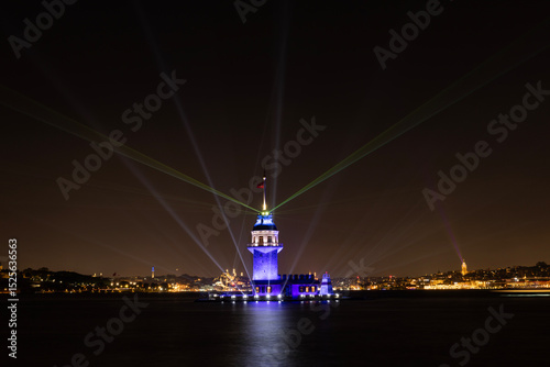 Maiden's Tower in Istanbul, Turkey. (Turkish Name: Kiz Kulesi). Beautiful evening view in Istanbul.