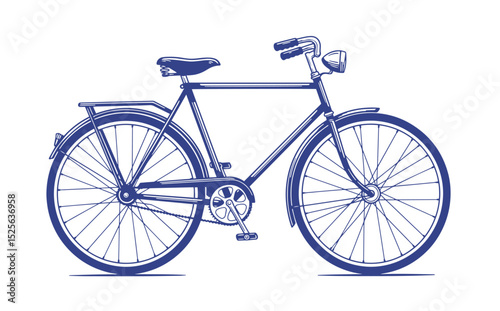Vector hand drawn illustration of city bicycle in ink hand drawn style. vector illustration