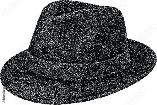 Vintage Fedora Hat Illustration in Dotwork Style for Father’s Day Design

