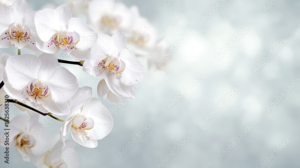 White orchid bloom against premium neutral background White orchid bloom against premium neutral background