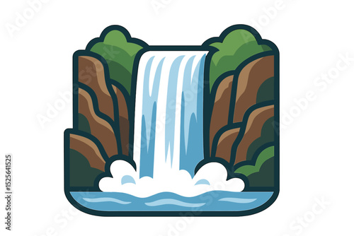Majestic waterfall logo represented through a vector illustration design of natural falls