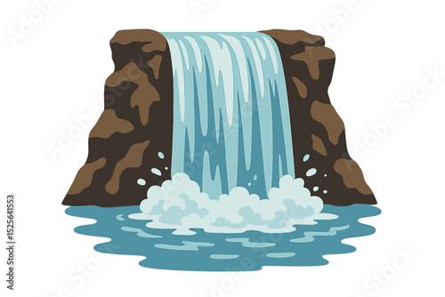 Isolated waterfall. Pure natural water. Rivers and waterfalls. Vector illustration’ becomes ‘Pure natural water from isolated waterfall. Rivers and waterfalls. Vector illustration