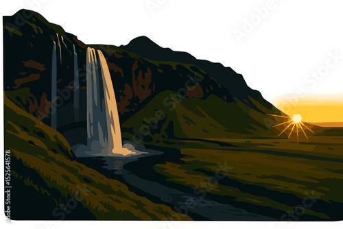 The iconic Seljalandsfoss waterfall, located in Iceland, Europe, is a breathtaking landmark that offers a picturesque setting for landscape photography, particularly during the golden hour and the