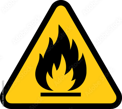 Flammable symbol warning sign indicating combustible material
