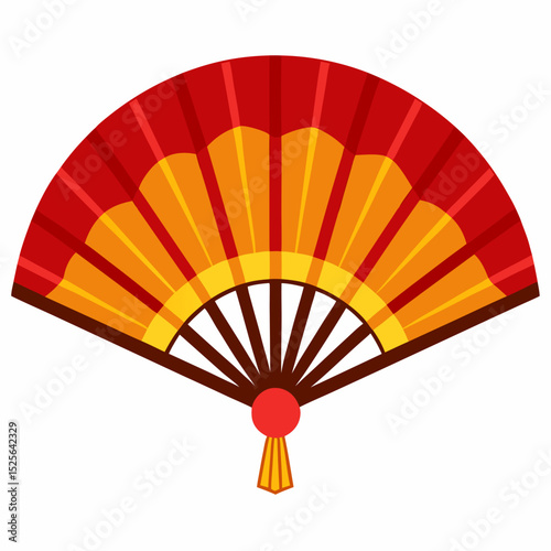 Chinese folding fan vector on white background