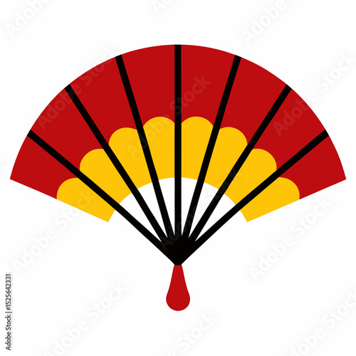 Hand fan vector , Chinese folding fan vector on white background