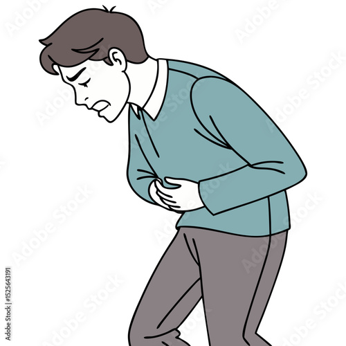 Man with Food Poisoning Feeling Nauseous. Perfect for: Food Safety Day, restaurant training