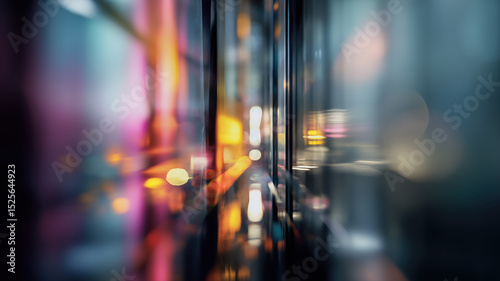 Abstract blurred sparkling shiny bokeh background of light leaks, mirror, glass panels, windows, water drops, rain and reflections
