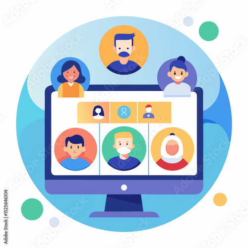 Online meeting diverse team video conference call