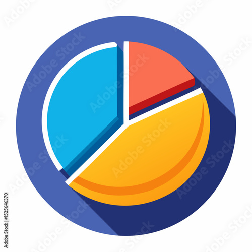 Professional pie chart graphic design element isolated