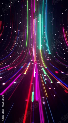 Digital Flow: A vibrant digital rendering of flowing data streams, radiating with neon colors, suggesting the dynamic essence of modern technology and connectivity.