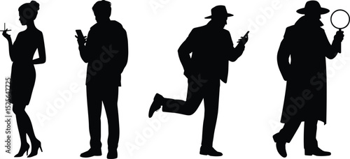 Detective and Sleuth Silhouettes: Mystery, Investigation, and Espionage in Action