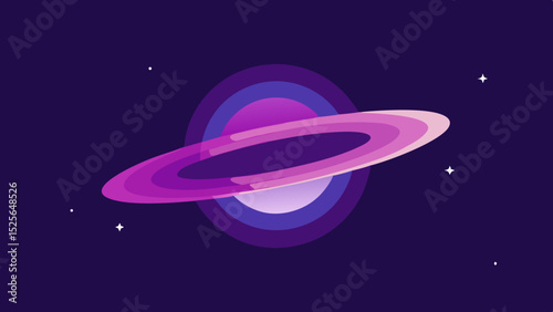 Abstract purple galaxy silhouette design with faint halo and starry background for creative use