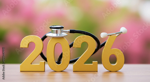 Concept of Healthcare in 2026 Represented by Numbers and a Stethoscope