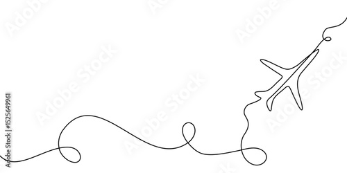continuous one line plane illustration travel doodle art icon outline vector. trip line plane flight sketch air airplane fly world background airport path single aircraft drawn business road linear