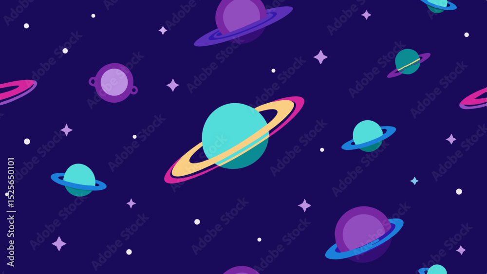 Naklejka premium Colorful cosmic pattern of planets stars and luminous layers in deep space