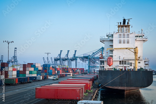 Cargo ships in the Port of Los Angeles