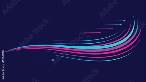 Abstract digital motion trails in vibrant blue and magenta colors on a dark background