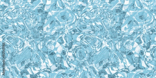 Dye wash indigo blue textur border fabric effect background. Seamless edging trim pattern in masculine Japanese block print style. Perfect for washing tape, ribbon and banner design