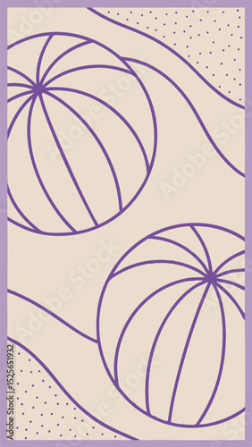 Abstract geometric art with spherical forms in purple for modern design projects