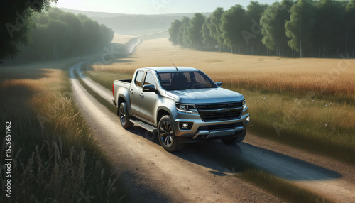 Modern Pickup Truck in a Peaceful Countryside Setting