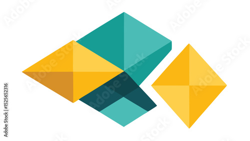 Abstract geometric composition featuring diamonds and colorful overlapping shapes in vector format