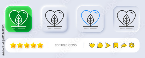 Local grown line icon. Neumorphic, Flat shadow, 3d buttons. Organic tested sign. Fair trade symbol. Line local grown icon. Social media icons. Vector