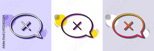 Reject message line icon. Halftone dotted pattern. Gradient icon with grain shadow. Decline or remove chat sign. Line reject icon. Various designs. Vector