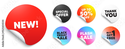 Arrivals red sticker tag. Special offer paper price tags. New tag. Special offer sign. New arrival symbol. Discount, black friday sticker. Promo banner. Vector