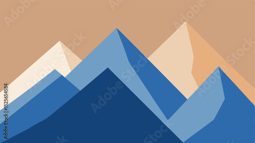 Abstract geometric mountain landscape with soft colors and transparent background