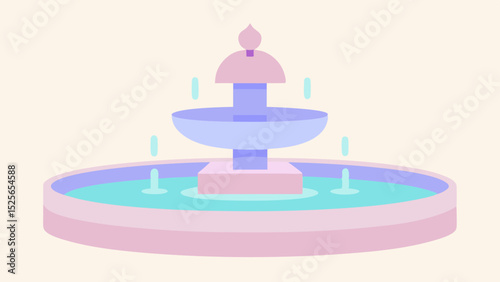 Pastel colored fountain illustration design suitable for various creative projects