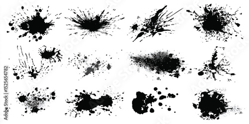 ink blots and splats. detailed ink splats Hyperrealistic Highly Detailed Isolated On Transparent Background
