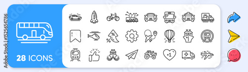 Transport line icons. Interest rate, AI generate, Inflation icons. Taxi, Helicopter and subway train icons. Truck car, Tram and Air balloon transport. Bike, Airport airplane and Ship, subway. Vector