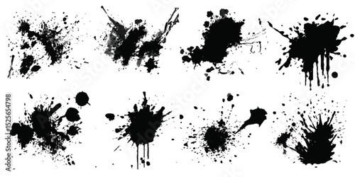 ink blots and splats. detailed ink splats Hyperrealistic Highly Detailed Isolated On Transparent Background