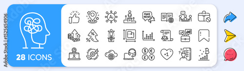 Inflation, Cloud computing and People chatting line icons. Interest rate, AI generate, Inflation icons. Pack of Dot plot, Winner podium, Survey icon. Vector