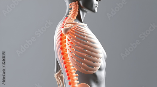 3D medical figure showing trunk lateral bending