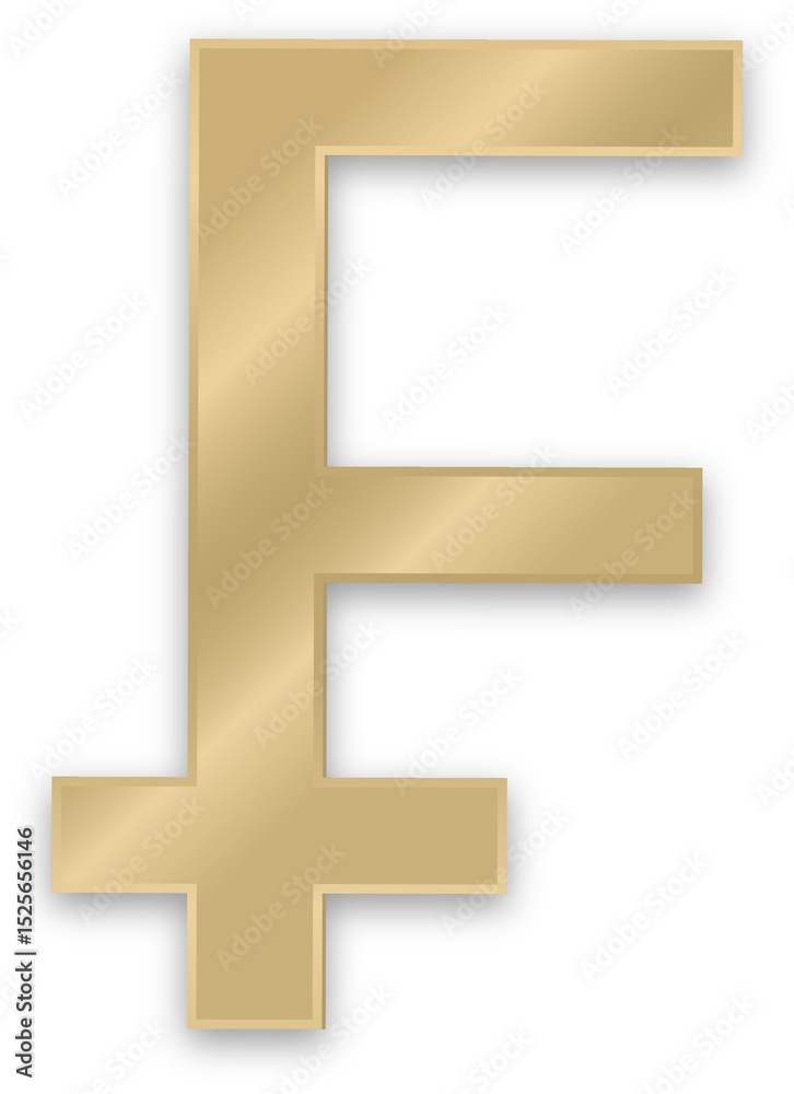 Fototapeta premium Metallic Gold Swiss Franc Currency Symbol