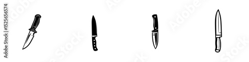 Collection of various knife icons representing essential kitchen tools for culinary activities