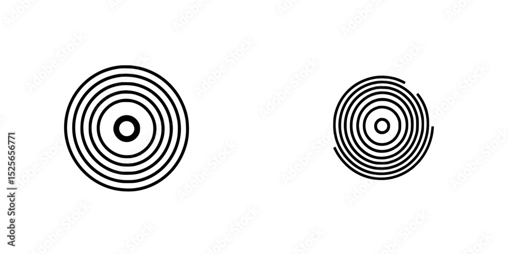 Icon set featuring concentric circle designs suitable for digital and print applications Icon set featuring concentric circle designs suitable for digital and print applications