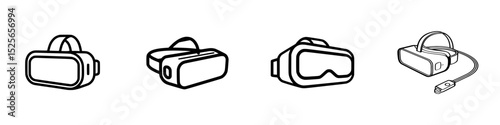 Collection of simplistic virtual reality headset icons suitable for digital design projects