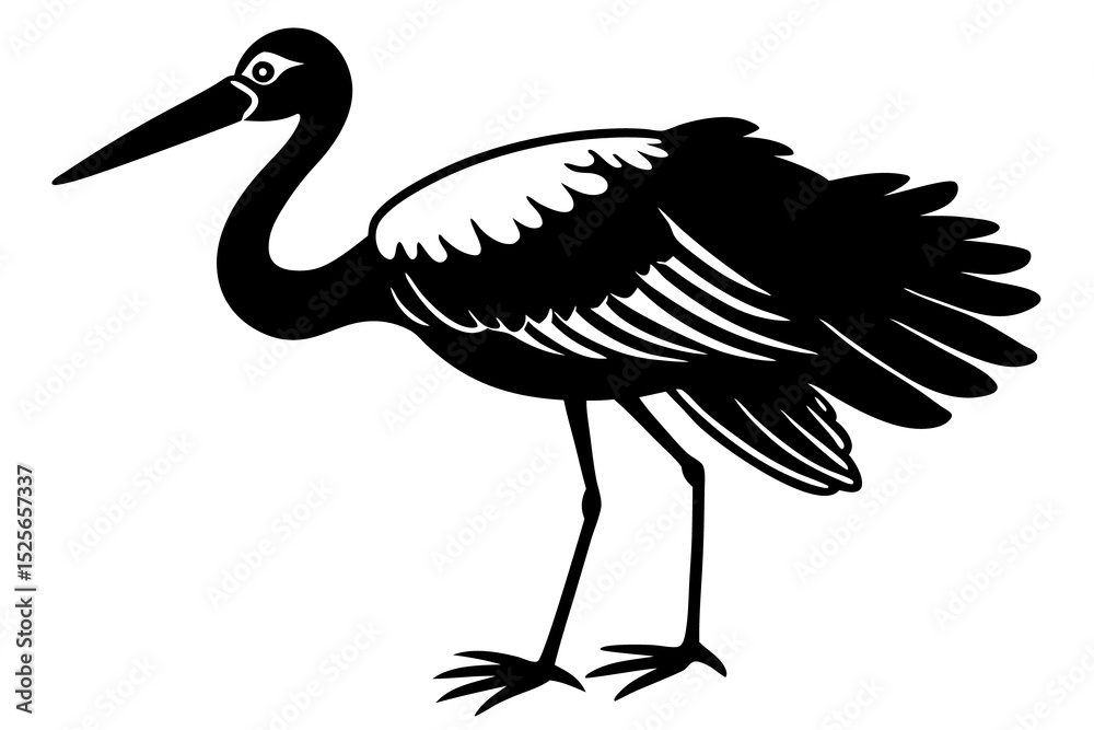 Obraz premium Stork Vector Silhouette on White Background