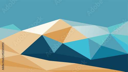 Abstract mountain landscape illustration with geometric triangles in a minimalist style
