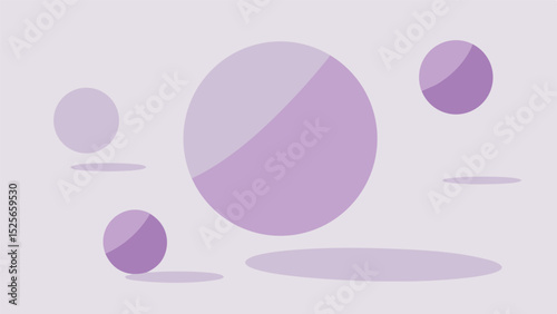 Abstract purple circle shapes with shadow effect on a soft white background