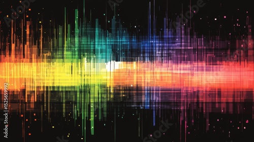 Colorful spectrum of sound waves overlaid with digital patterns.