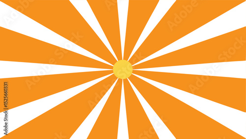 Abstract sunburst illustration with vibrant orange and white rays on transparent background