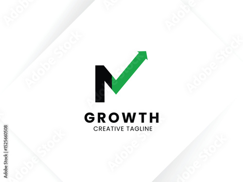 Letter N growth logo design with arrow up symbol and icon. Invest and financial logo
